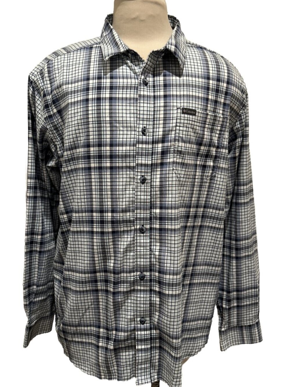 Columbia Long Sleeve Button Down Shirt Mens Size XXL Blue Plaid